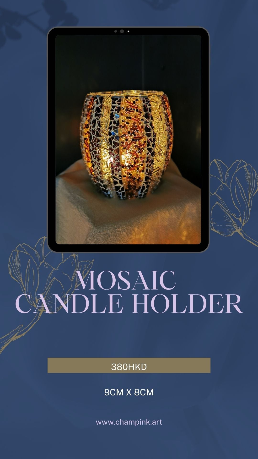 Mosaic Candle Holder [Zebra]